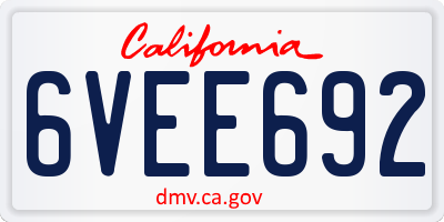 CA license plate 6VEE692