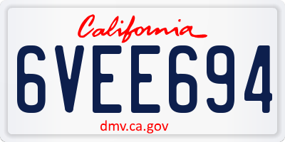 CA license plate 6VEE694