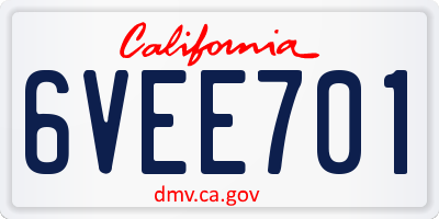 CA license plate 6VEE701
