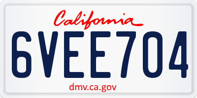 CA license plate 6VEE704