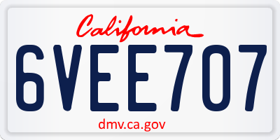 CA license plate 6VEE707