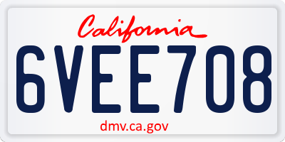 CA license plate 6VEE708