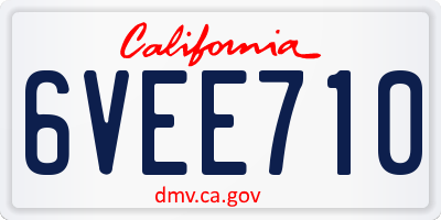 CA license plate 6VEE710