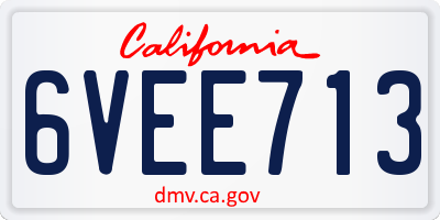 CA license plate 6VEE713