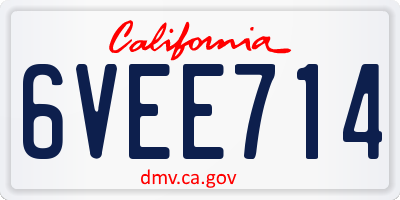 CA license plate 6VEE714