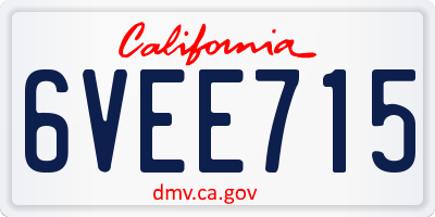 CA license plate 6VEE715
