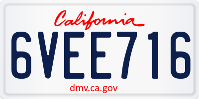 CA license plate 6VEE716