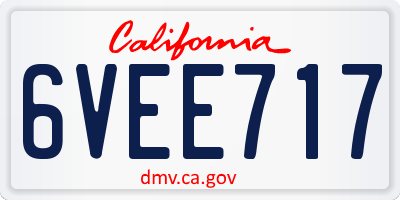 CA license plate 6VEE717