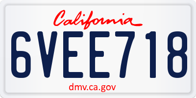 CA license plate 6VEE718