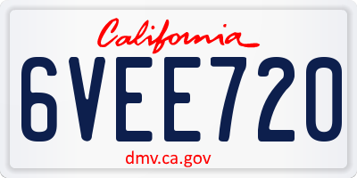 CA license plate 6VEE720