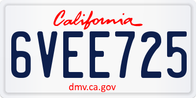 CA license plate 6VEE725