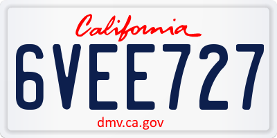 CA license plate 6VEE727