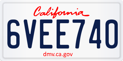 CA license plate 6VEE740