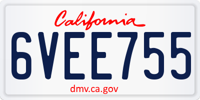 CA license plate 6VEE755