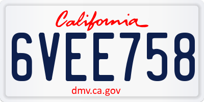 CA license plate 6VEE758