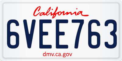 CA license plate 6VEE763