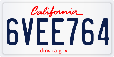 CA license plate 6VEE764