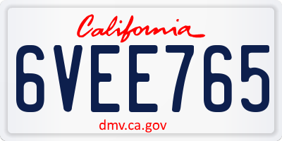 CA license plate 6VEE765