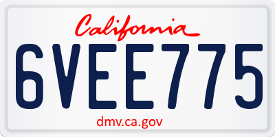 CA license plate 6VEE775