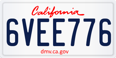 CA license plate 6VEE776