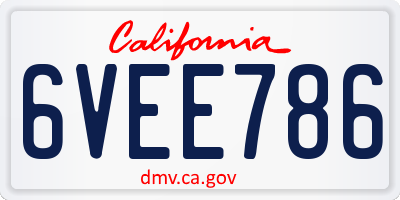 CA license plate 6VEE786