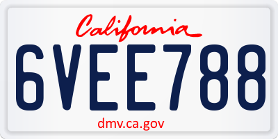 CA license plate 6VEE788