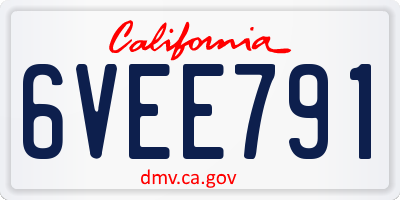 CA license plate 6VEE791