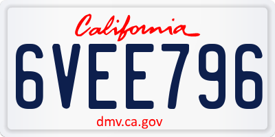 CA license plate 6VEE796
