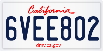 CA license plate 6VEE802