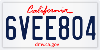 CA license plate 6VEE804