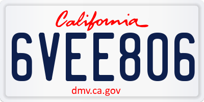 CA license plate 6VEE806