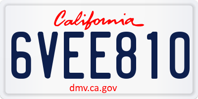 CA license plate 6VEE810