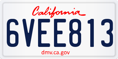 CA license plate 6VEE813