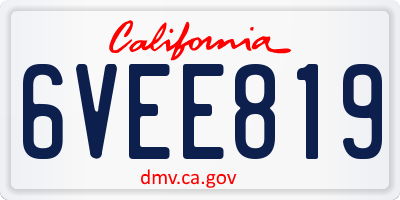 CA license plate 6VEE819