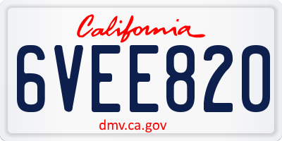 CA license plate 6VEE820