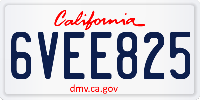 CA license plate 6VEE825