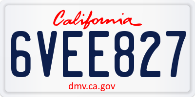 CA license plate 6VEE827