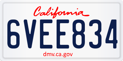 CA license plate 6VEE834