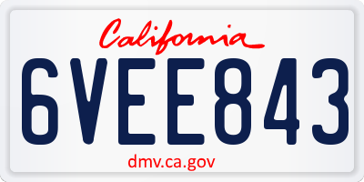 CA license plate 6VEE843