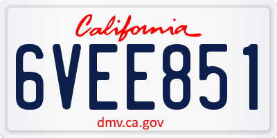 CA license plate 6VEE851