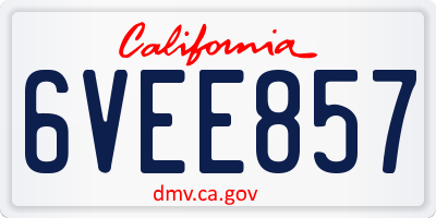 CA license plate 6VEE857