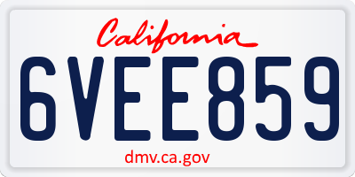 CA license plate 6VEE859