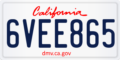 CA license plate 6VEE865