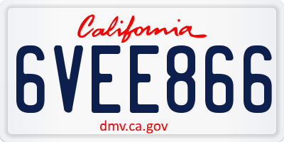 CA license plate 6VEE866