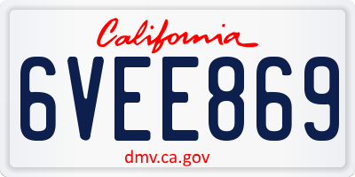 CA license plate 6VEE869