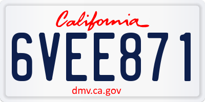 CA license plate 6VEE871