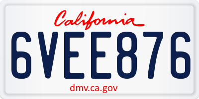 CA license plate 6VEE876