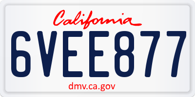 CA license plate 6VEE877