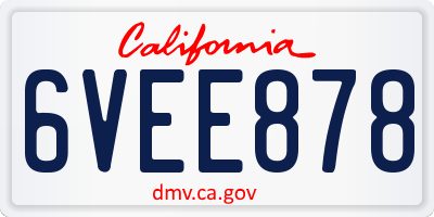 CA license plate 6VEE878