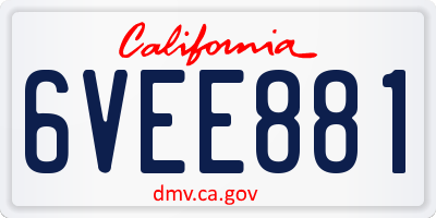 CA license plate 6VEE881